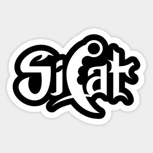 Silat Lettering White Karambit (on garment front) Sticker